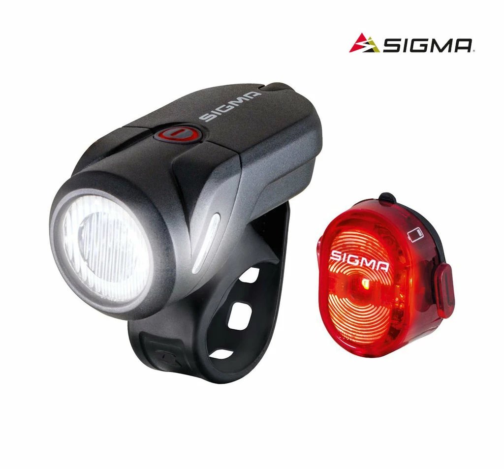 SIGMA AURA 35 USB LED Frontleuchte | NUGGET II Rücklicht Beleuchtungsset 1 SIGMA AURA 35 USB LED Frontleuchte | NUGGET II Rücklicht Beleuchtungsset