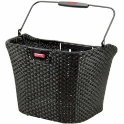 Vorderradkorb KLICKFIX STRUCTURA Schwarz Breit Geflochten